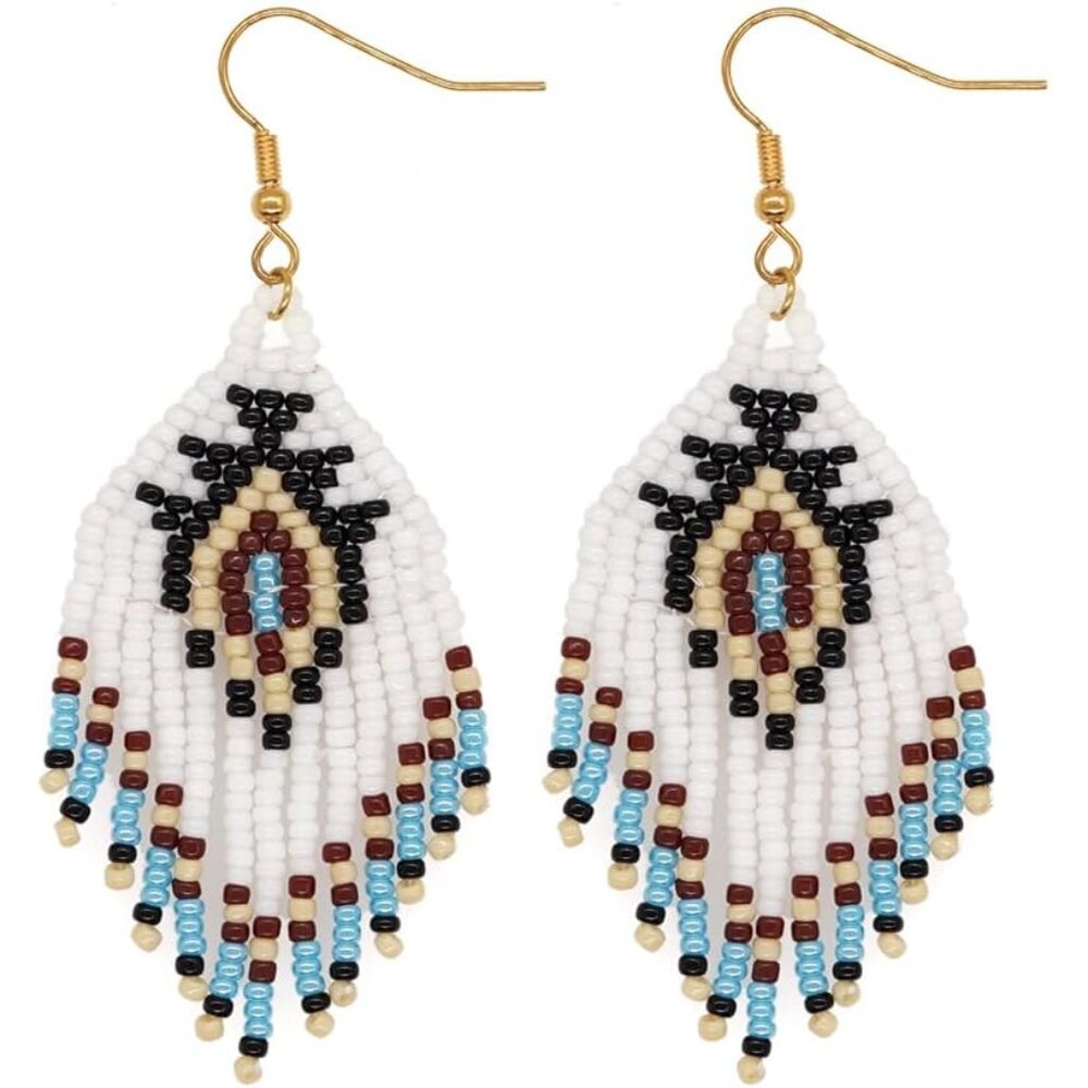 Beaded Tassel Dangling Earrings For Women,Boho Long Festive Jewelry Design Drop